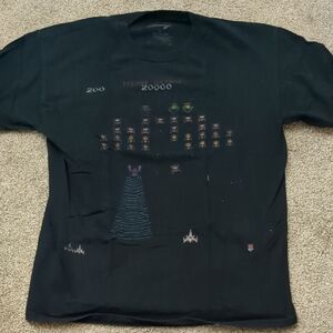 Black Graphic T-Shirt with Retro Game Design